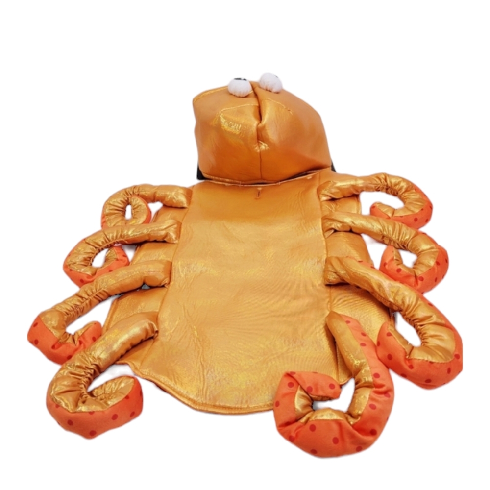 Large Adorable Shiny Gold & Orange Octopus Pet Costume